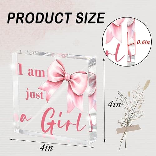 Preppy Pink Bow Acrylic Sign, Girls Dorm Desk Decor, Cute Preppy Room Decor, College Sorority Gift, 4 Inch thumbnail 3