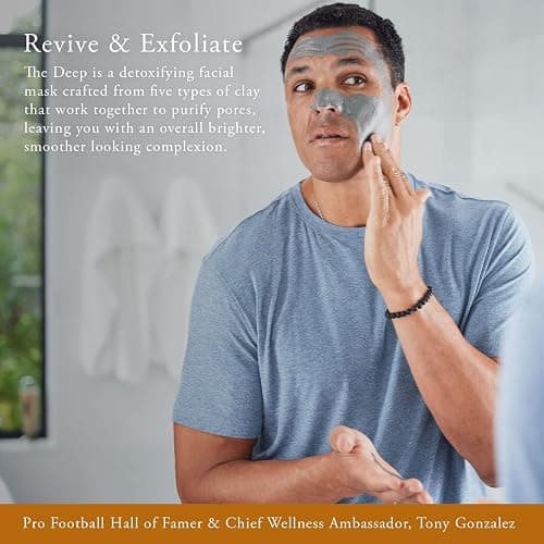 Caldera + Lab The Deep | Men's Organic Hydrating Clay Face Mask for Dry, Sensitive, & Normal Skin – Vegan, Natural & Antioxidant Packed Exfoliating Skincare Facial Treatment thumbnail 3