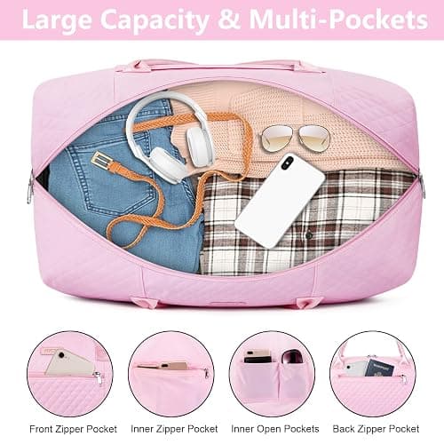 ITIEZY Weekender Bag for Women 21.5" Travel Duffel Large Carry On Bag 3PCS | Nylon Duffel Bag with Waterproof Shoe Compartment, Crossbody Bag and Toiletry Bag, Travel Weekend Hospital Overnight Gym Bag thumbnail 4