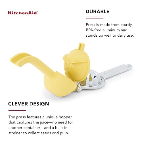KitchenAid Citrus Juice Press Squeezer for Lemons and Limes with Seed Catcher and Pour Spout, Lemon, 8 Inch thumbnail 4