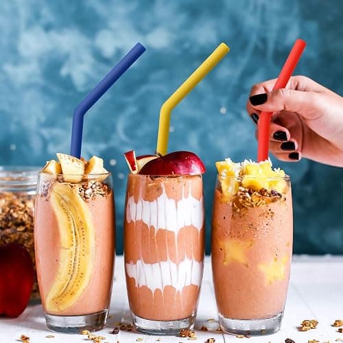 Hiware Reusable Silicone Straws, Long Flexible Silicone Drinking Straws with Cleaning Brushes for 30 oz Tumblers - 10 Pieces - BPA-Free - No Rubber Taste thumbnail 5