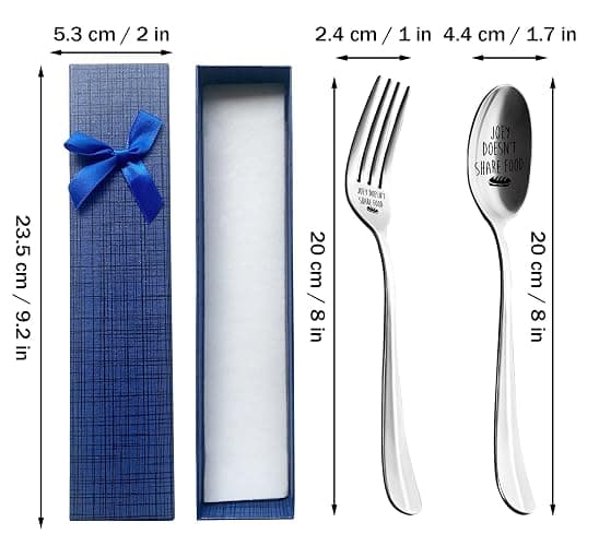 HSSPIRITZ 2 Pieces Joey Doesn't Share Food Funny Engraved Stainless Spoon Fork Set,Friends Tv Show Merchandise,Kitchen Dinner Spoop and Fork for Women, Men, Friends, Sister Birthday Christmas Gifts thumbnail 3