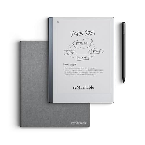 reMarkable Essentials Bundle – Gray | reMarkable 2 Paper Tablet | Includes Black and White 10.3” Writing Tablet, Marker Plus Pen with Eraser, Book Folio Cover in Gray Weave - Image 1