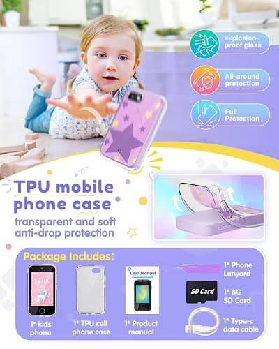 JOYJAM Phone for Kids Age 3-8, 3.5'' Touchscreen Kids Smart Phone for Girls Christmas Birthday Gifts, Learning Toy Phone with Dual Camera, ABC Learning, Habit Tracker for 3 4 5 6 7 8 Year Old thumbnail 6
