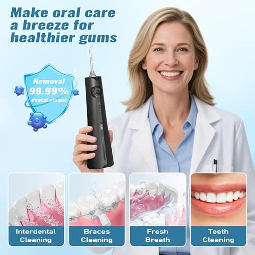 Water Flosser Pick for Teeth & Braces, 300ML Cordless Power Dental Flossers with 8 Jet Tips, Oral Irrigator 5 Use Modes, IPX7 Waterproof, Portable for Home Travel thumbnail 2