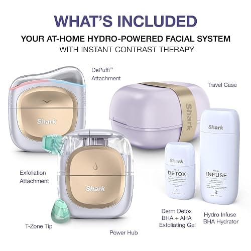 Shark FacialPro Glow at-Home Hydro-Powered Facial System with DePuffi Hot & Cold Therapy – Professional Spa Skincare Device for Pore Cleansing, Hydration, & Radiant Glow, Lilac, FH320PL thumbnail 8