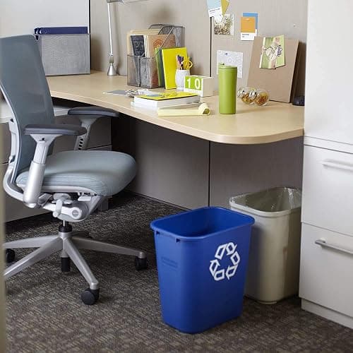 Rubbermaid Commercial Products Deskside Recycling Can, 7-Gallon/28-Quart, Blue Recycling Symbol, Plastic, for Bedroom/Bathroom/Office/Under Desk/Sink, Pack of 4 thumbnail 6