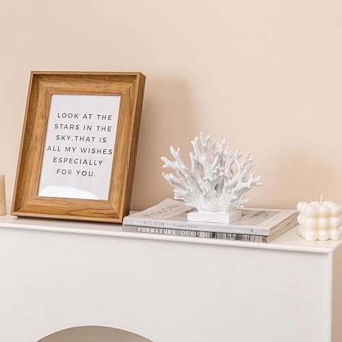 Elegondrar 5.8" H White Coral Decor, Resin Coral Statue, Nautical Decorations for Home, Bedroom, Bathroom, Living Room, Beach/Coastal/Ocean Themed Cabinet Shelf Tabletop Decor thumbnail 6