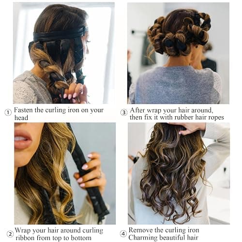 Heatless Curls Headband Adjustable Heatless Hair Curler, Removable Claw Design No Heat Curling Rod Headband Lazy Hair Curler for Long Hair, DIY Hair Rollers Styling Tool for Women Girls Curls Wave thumbnail 5