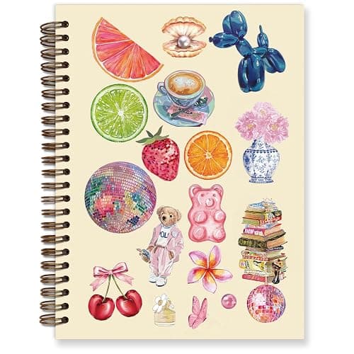TFKFJLF Cute Preppy Y2K Grapefruit College Notebook for Teen Girls, Cute Book Composition Notebook, Cute Disco Ball Stuff Notebooks Spiral Journal for Girl Women, Preppy School Supplies College Notebook 5.5x8.3 - Image 1