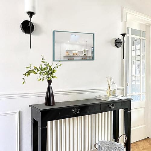 AAZZKANG Metal Framed Rectangle Wall Mounted Mirror Decorative Modern Bedroom Bathroom Vanity Mirrors Vertical or Horizontal Blue thumbnail 5