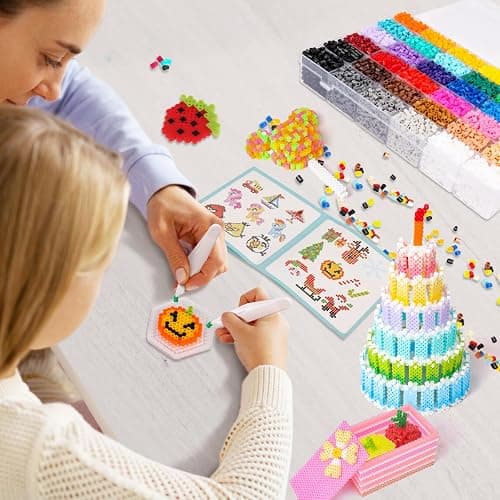 Meland Fuse Beads Kit - 11,000 pcs 36 Color Beads for Craft for Girls Age 5-12 Year Old,5MM Melty Beads Set Including 5 Pegboards, Ironing Paper & Chain Accessories Iron Beads Christmas Birthday Gift thumbnail 8