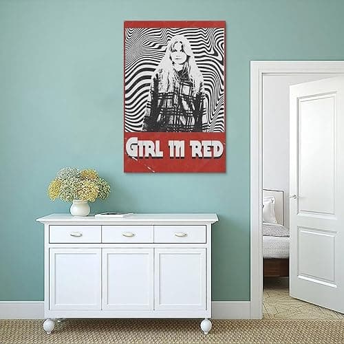 hoxaooi Girl In Red Poster Jahrgang Poster Für Zimmer, Ästhetische Leinwand-Wandkunst, Schlafzimmer-Dekor Poster 12x18inch(30x45cm) thumbnail 4