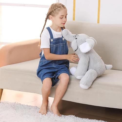 WeBingo Weighted Elephant Stuffed Animals 27", 5 Pounds Weighted Plush Toy for Christmas, Valentine's, Birthday Big Soft Cute Elephant Plushies Gifts for Kids Adults Boys Girl(Gray) thumbnail 5