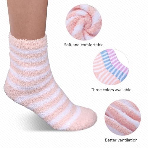3 Pairs Aloe Socks, Aloe Infused Socks for Women, Fuzzy Moisturizing Socks, Spa Socks for Men, Lotion Socks Heel Socks for Dry Cracked Feet Women, Gel Socks Sleep Socks thumbnail 7