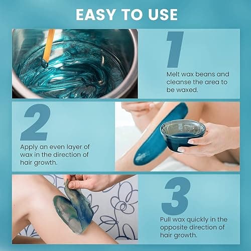 Waxing Kits Wax Warmer Full Kit, Wax Heater Kit with Wax Warmer, 4 * 100g Beads and 30 Pcs Spatulas, Painless at Home Wax Warme Hair Removal thumbnail 4