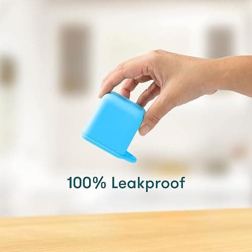 OmieBox (2 pack) Leakproof Dips Containers To Go, Salad Dressing Container, Condiment Container with Lids - Food Safe Silicone - 4 ounces (Blue/Lime) thumbnail 2