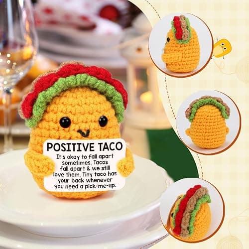 Mini Emotional Taco Support Christmas Birthday Gifts for Women Men Wife Stocking Stuffers Friend Sister Mom Dad Husband Coworker Teen Boys Girls Inspirational Self Care Decor Positive Crochet Animals thumbnail 4