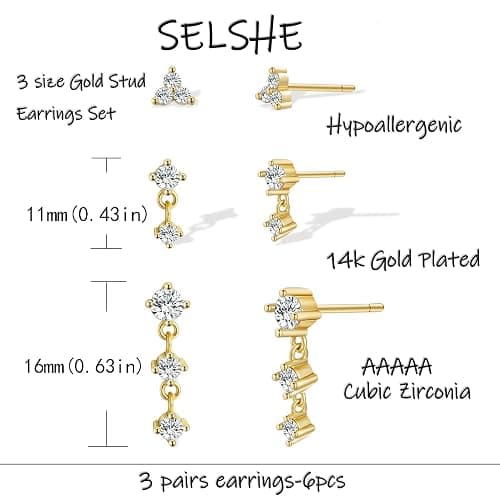 SELSHE Gold Plated Earrings for Women, 14k Gold Plated Earring Stack Hypoallergenic Pearl Drop Earring Dainty Earrings for Women Trendy Cute Small Huggie Hoop Earring Fashion Womens Jewelry thumbnail 4