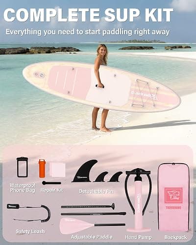 TIGERXBANG Inflatable Stand Up Paddle Board with SUP Board Accessories, Anti-Slip EVA Deck, 11'/10'6'' Paddleboard for Adults & Youth - All Skill Levels thumbnail 7