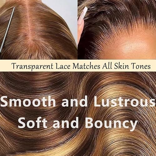 32 Inch Honey Blonde Body Wave Lace Front Wig Human Hair 13x6 HD Lace Front Wig Ombre Highlight 4/27 Colored 180% Density Pre Plucked Brazilian Virgin Wigs for Women thumbnail 6