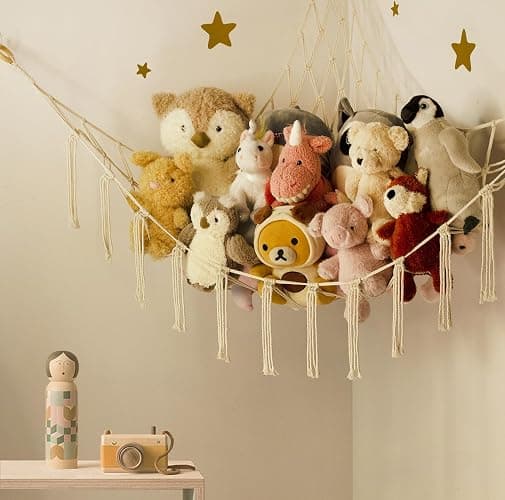 Stuffed Animal Storage Hammock or Net Corner - Large Toy Hammock Net for Stuffed Animals Room Decor - Cute Stuff Animal Organizer Plush Holder - Kids Baby Nursery Essentials Wall Bedroom Home Decor thumbnail 6