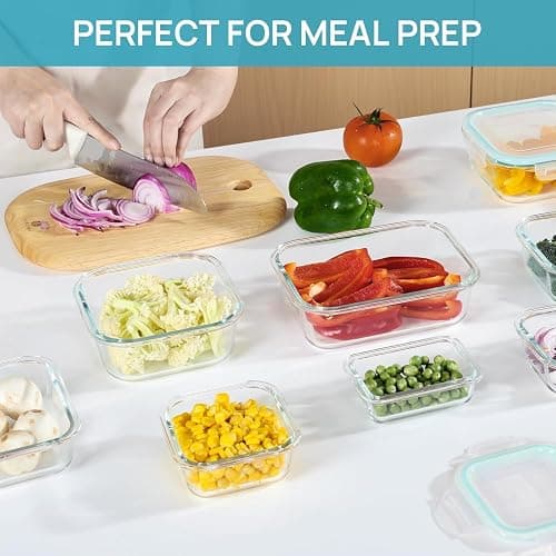 Vtopmart 8 Pack Glass Food Storage Containers with Airtight Lids, Glass Meal Prep Containers, Lunch Office Meal for Microwave, Oven, Freezer and Dishwasher, BPA Free thumbnail 2