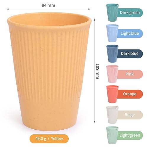 becutlery Wheat Straw Cups, Unbreakable Drinking Cup Dishwasher Safe Water Glasses with 8 Colors for Drinking Water, Juice,Milk, Soda, Coffee,Easy to Clean & Reusable (8 Pcs) thumbnail 3