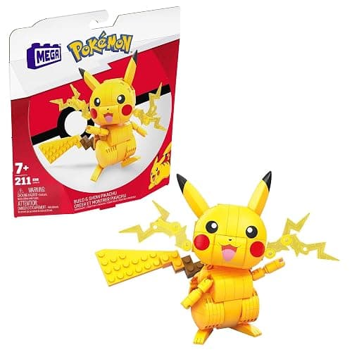 MEGA Pokémon Building Toys Set Build & Show Pikachu with 205 Pieces, Articulated and Poseable, 4 Inches Tall, for Kids - Image 1