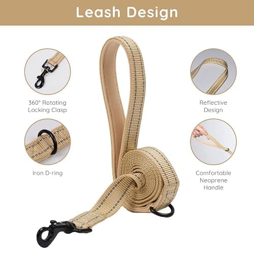 BELLA & PAL Step in Vest Harness for Small and Medium Dogs, No Pull Small Dog Harness with Leash Set, Comfortable Air Mesh Dog Vest Harness with Reflective Strip (Khaki, M) thumbnail 3