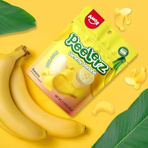 Amos Peelerz Banana Gummies,Peelable Banana Candy,Peeling Fruit Snacks Fat Free, Resealable 2.19oz Bag (Pack of 3) thumbnail 5