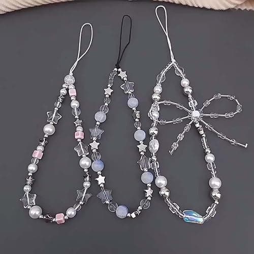 Staqlo Beaded Phone Charm Cute Fixed Beads Pearl Wristlet Chain Camera Wrist Strap CarKey Lanyard thumbnail 6