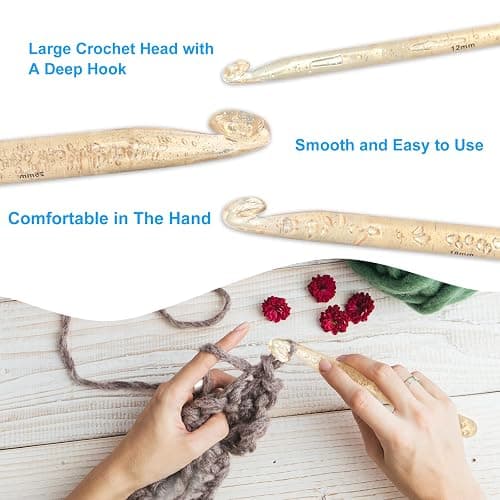 Vodiye 5 Sizes Large Crochet Hooks 12mm-25mm, Ergonomic Crochet Hook Set, Transparent Hooks for Chunky Yarn and DIY Crafts thumbnail 4