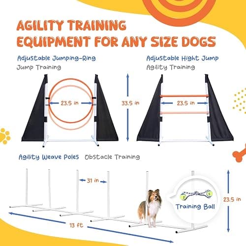 Agility Training Equipment for Dogs,Dog Agility Equipment for Backyard&Indoor Training-Professional Backyard Course with Adjustable Jumps,Collapsible Tunnel,Storage Bags&Toys (Blue, 13 PCS SET) thumbnail 5