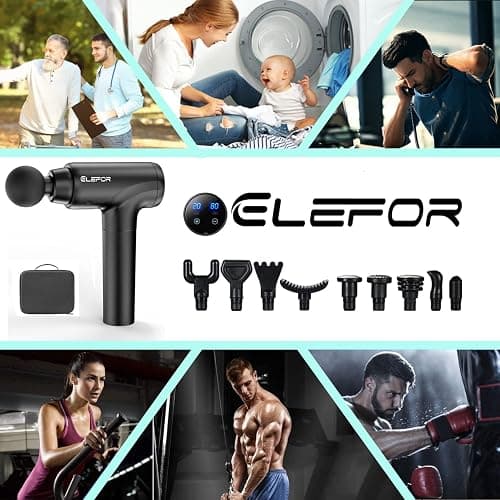 Massage Gun Deep Tissue,Percussion Massager Gun for Athletes Muscle Massage Gun for Pain Relief with 10 Massage Heads & 20 Speeds thumbnail 8