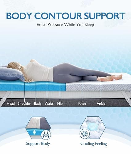 SINWEEK 3 Inch Twin Cooling Memory Foam Mattress Topper for Pressure Relief, Thick Bed Mattress Pad with Cooling Soft Cover and Adjustable Straps, CertiPUR-US Certified - Twin - 3 inch thumbnail 2