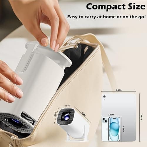 WellSonic Mini Projector with Wifi and Bluetooth, Build-in Android 14, Portable Projector Outdoor&Ceiling Use, Auto Keystonet&270°Rotatable, 200 Ansi, 4k Home Thearter Movie Projector for HDMI USB thumbnail 3