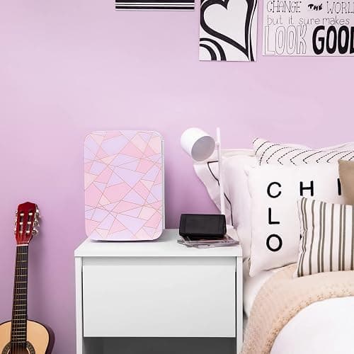 Cooluli 10L Mini Fridge for Bedroom - Car, Office Desk & Dorm Room 12v Portable Cooler Warmer Food, Drinks, Skincare, Beauty Makeup AC/DC Small Refrigerator with Glass Front, Fractal Pink thumbnail 2