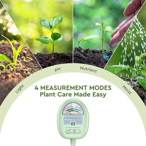 Soil Moisture Meter,4-in-1 Soil Ph Meter, Soil Tester for Moisture, Light,Nutrients, pH,Soil Ph Test Kit, Great for Garden, Lawn, Farm, No Battery Required, Gifts for Plants Lover thumbnail 4
