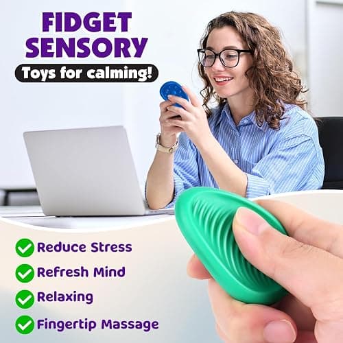 Fidget Toys Adults Sensory Stone: 6 Pack Textured Worry Stone for Autism Kids Calming Down - Fidget Stress Toys for Stress Relief - Small Students Prizes Fidget Toys thumbnail 5