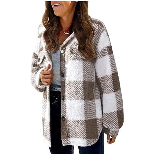 Ceboyel Flannel Shirt for Women 2023 Plaid Jackets Coat Long Sleeve Oversized Shacket Trendy Causal Fall Winter Clothes thumbnail 3