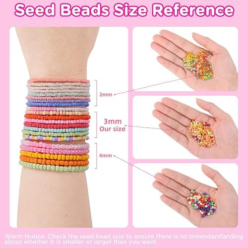 Funtopia 120 Colors 37000pcs+ 3mm Seed Beads, Colorful Small Beads for Jewelry Making, Friendship Bracelet Making Kit with Letter Beads, DIY Art Crafts Gifts for Women Girls - 120 Colors - 3mm thumbnail 5