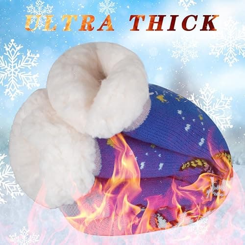 FENELY 3 Pairs Winter Kids Fuzzy Slipper Socks 2-4/4-6/6-8 Girls Boys Thermal Warm Non-Skid，Gifts for Christmas Stocking thumbnail 6