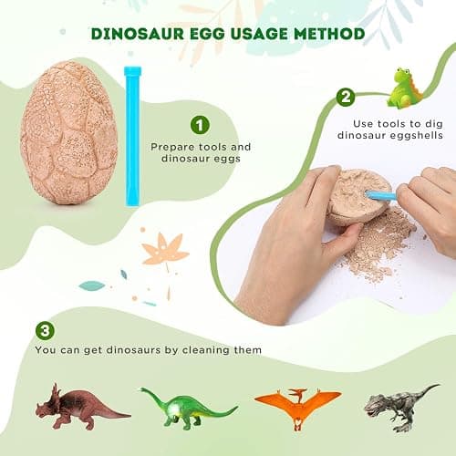 Dig Up Dinosaur Fossil Eggs, Break Open 12 Unique Eggs and Discover 12 Cute Dinosaurs, Easter Digging Toy for 3 4 5 6 7 8 9-12 Year Old Boys Archaeology Science STEM Gift thumbnail 4