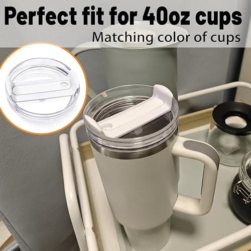 Fabenyok 40 OZ Tumbler Lid Replacement Fit for Stanley Cup, 2 Pack Clear Replacement Lids Fit for Stanley Travel Tumbler, Spill Proof Tumbler Covers for Stanley Cup Accessories (Clear - White) - Clear - White thumbnail 6