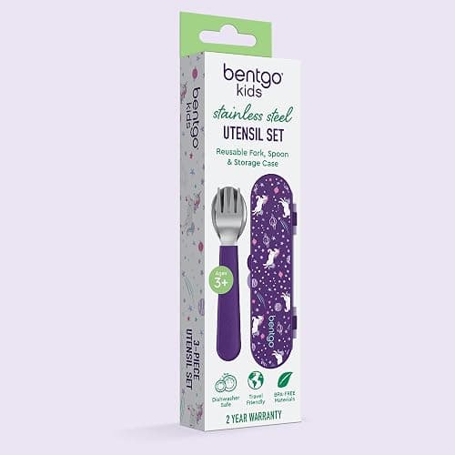 Bentgo Kids Stainless Steel Utensil Set - Reusable Fork, Spoon & Storage Case, PFAS- & BPA-Free, Easy-Grip Handles, Lightweight, Dishwasher Safe, School Lunch, Travel & Outdoors (Unicorn) thumbnail 7