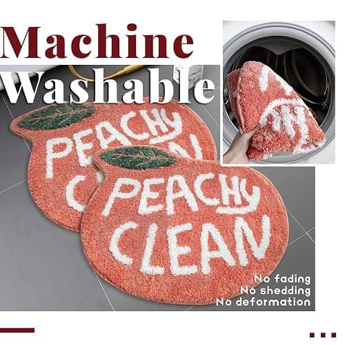 RORA Peach Bath Mat Peachy Clean Bath Mats for Bathroom Non Slip Coral Pink Bathroom Rugs Washable Bathtub Mat Toilet Rug(25.2"X20.5") thumbnail 5