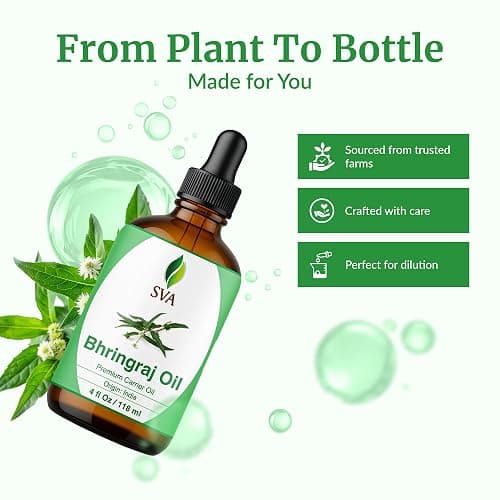 SVA Bhringraj Premium Carrier Oil 4oz (118ml) With Dropper for Hair Oiling, Scalp Massage & Skin Care thumbnail 4