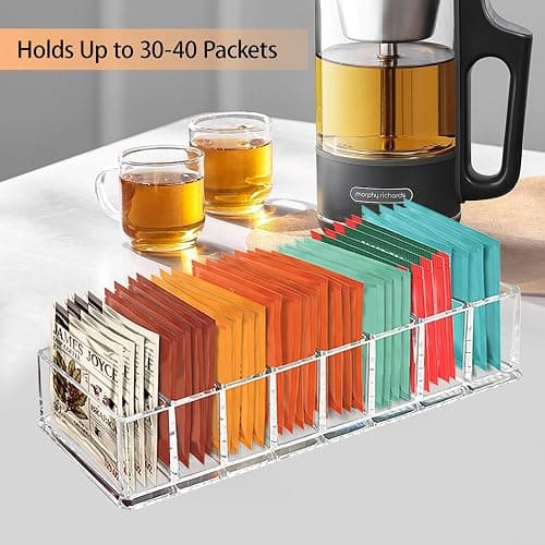 Tasybox Tea Bag Organizer, Clear Acrylic Tea Bag Holder, Tea Packet Storage for Drawer, Pantry, Kitchen, Cabinet, Countertop, 1 Pack thumbnail 4