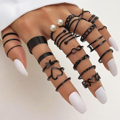 GYRMMUE 22Pcs Kunckle Rings Set for Women Boho Stackable Joint Rings Butterfly Pearl Heart Rings Vintage Open Adjustable Finger Rings Statement Ring Set Jewelry thumbnail 2